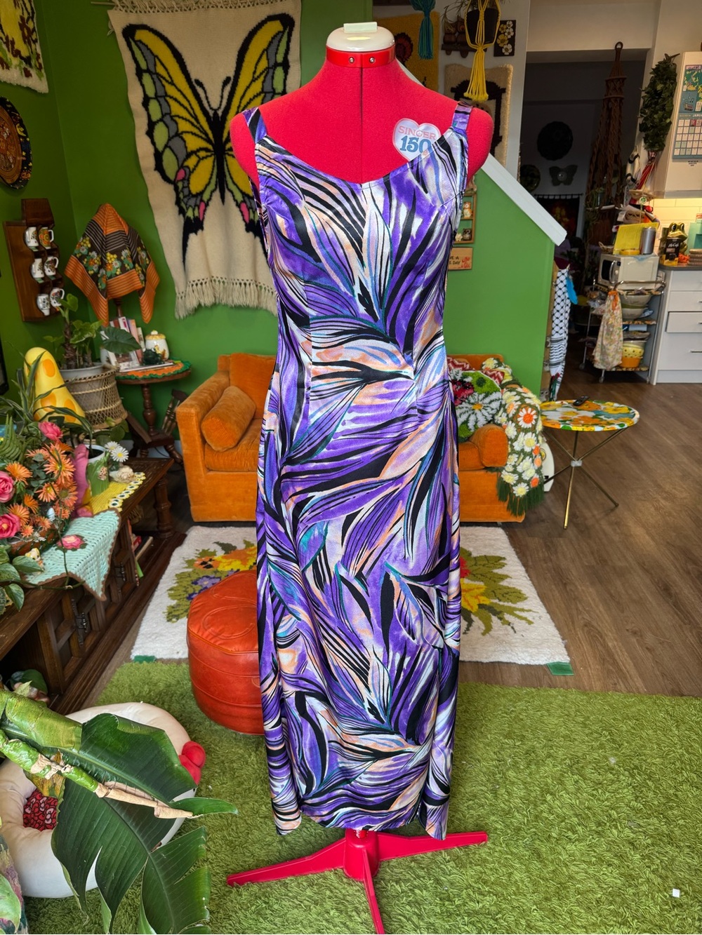 Sleeveless Purple Print Maxi Dress